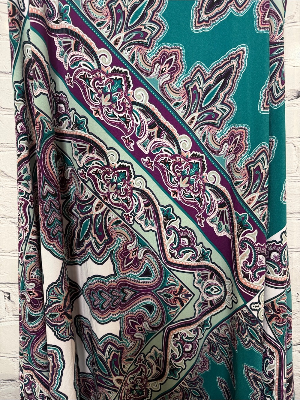 Chico’s Teal & Purple Paisley Maxi Skirt Size X-Large Excellent Condition - Picture 9 of 12